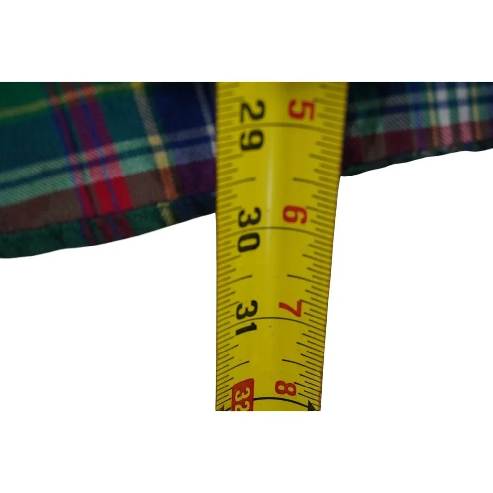 Ralph Lauren Dress Girls 14 Multicolor Plaid Cotton Flannel Ruffled Tie Waist
